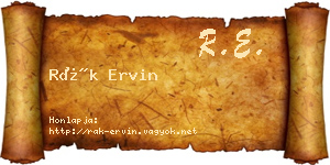 Rák Ervin névjegykártya